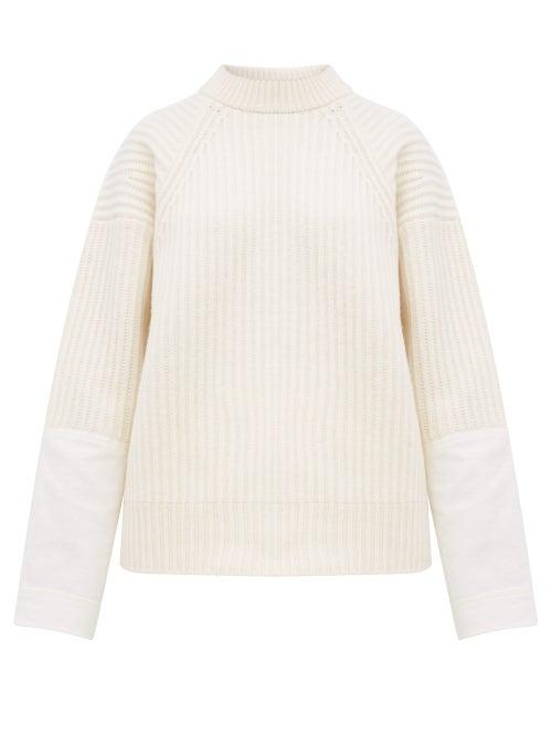 Matchesfashion.com Haider Ackermann - Banded Canvas Cuff Ribbed Wool Sweater - Womens - Ivory