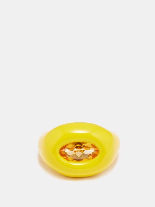 Jupiter - Bold Citrine, Enamel & 18kt Gold-plated Ring - Womens - Yellow