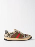Gucci - Screener Python-effect Leather Trainers - Mens - Beige Multi