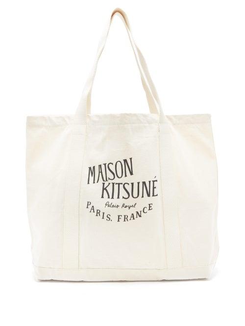 Matchesfashion.com Maison Kitsun - Logo-print Canvas Tote Bag - Mens - Cream