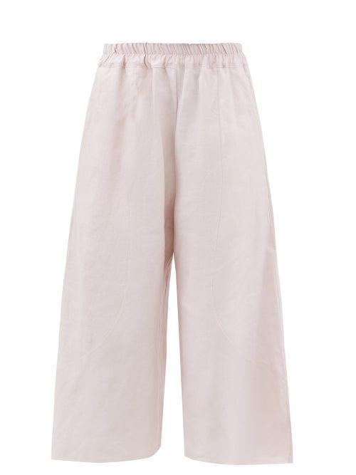 By Walid - Nonie 19th-century Linen-blend Cropped Trousers - Womens - Pink