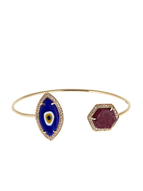 Jacquie Aiche Diamond, Ruby, Lapis & Yellow-gold Cuff