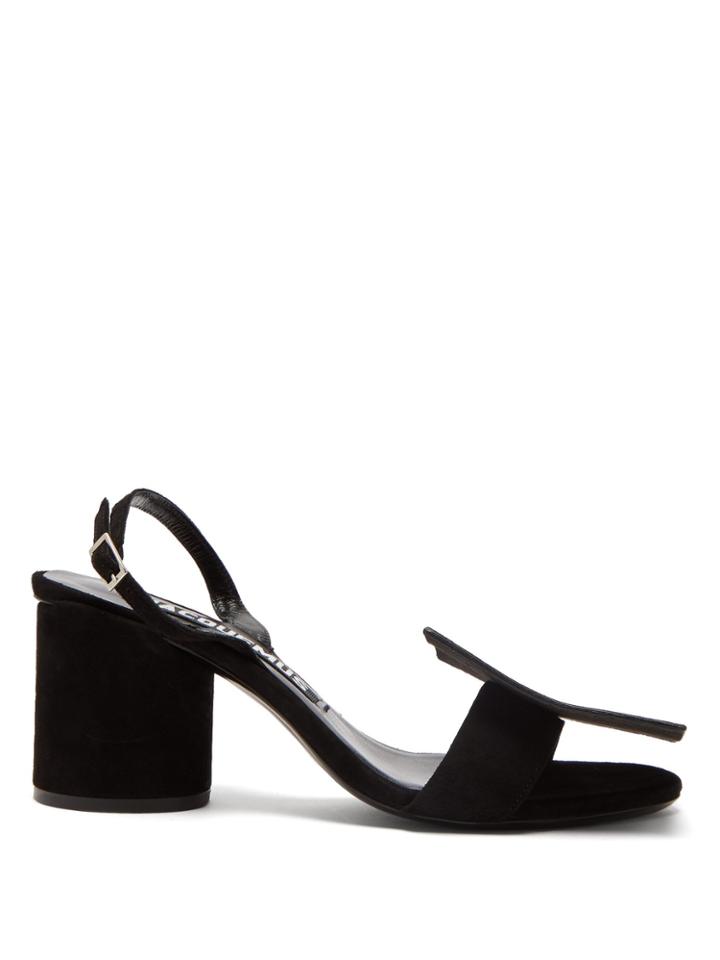 Jacquemus Les Rond Carr Block-heel Suede Sandals