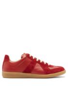 Matchesfashion.com Maison Margiela - Replica Leather And Suede Trainers - Mens - Red