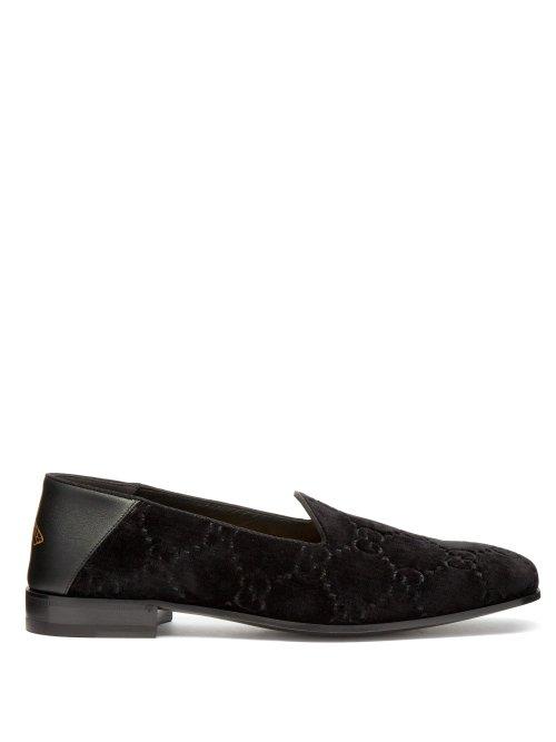 Matchesfashion.com Gucci - Gg Velvet Loafers - Mens - Black