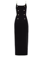 Matchesfashion.com Alessandra Rich - Chain-strap Velvet Maxi Dress - Womens - Black