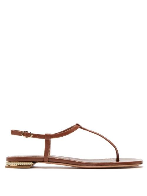 Matchesfashion.com Nicholas Kirkwood - Casati Mini Pearl Heeled Leather Sandals - Womens - Tan