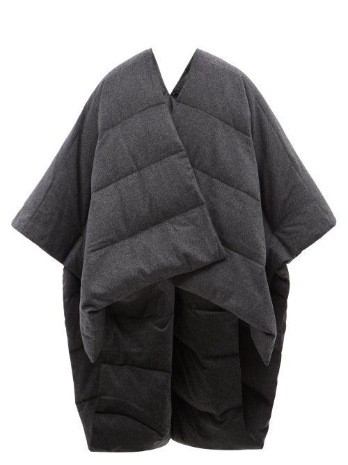 Joseph - Padded Wool-blend Flannel Down Cape - Womens - Dark Grey