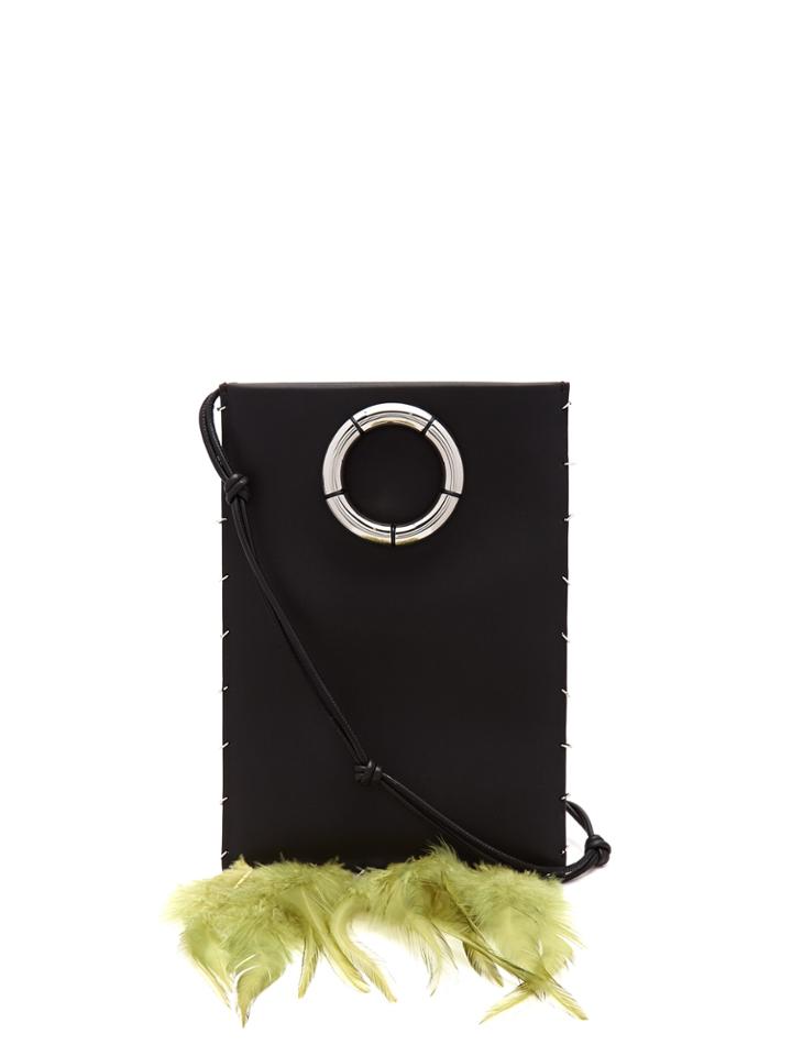 The Row Medicine Feather-trimmed Leather Cross-body Bag