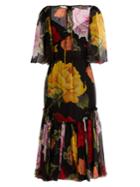 Dolce & Gabbana Rose-print Silk-chiffon Midi Dress