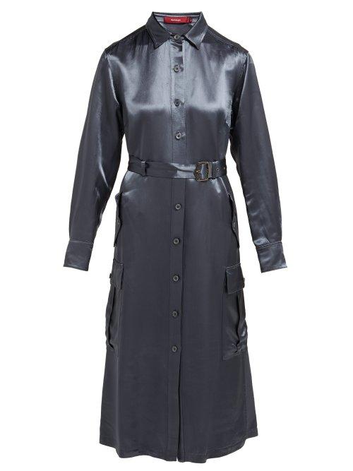 Matchesfashion.com Sies Marjan - Louise Washed Satin Shirtdress - Womens - Navy