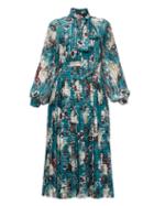 Matchesfashion.com Erdem - Helenia Eastbury Print Midi Dress - Womens - Green Print