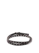 Matchesfashion.com Valentino - Wraparound Rockstud Leather Bracelet - Mens - Black