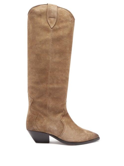 Matchesfashion.com Isabel Marant - Denvee Suede Knee-high Boots - Womens - Beige
