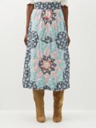 Sea - Talia Patchworked Floral Cotton-poplin Skirt - Womens - Multi