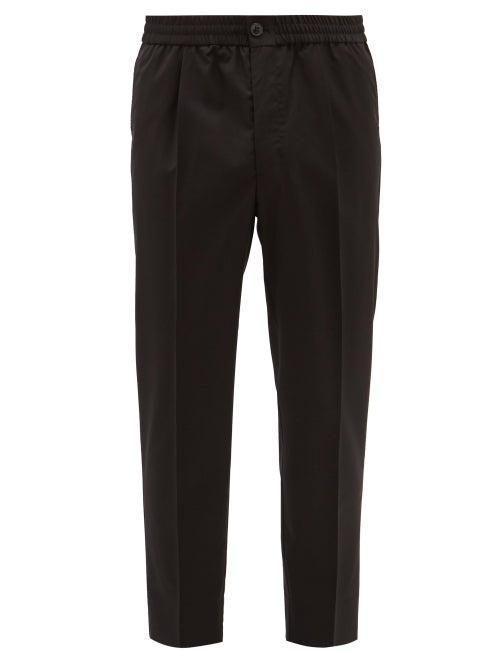 Matchesfashion.com Ami - Elasticated-waist Cropped Wool Trousers - Mens - Black