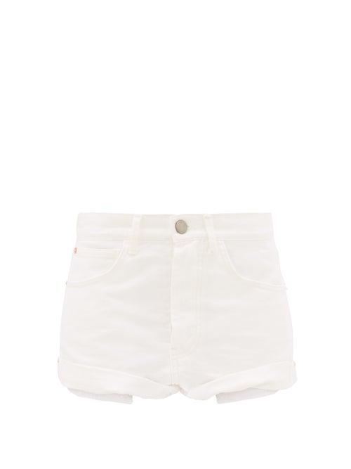 Matchesfashion.com Raey - Rivet Cut-off Denim Shorts - Womens - White