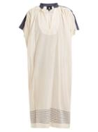 Matchesfashion.com Su - Jana Mandarin Collar Cotton Blend Dress - Womens - Cream Multi