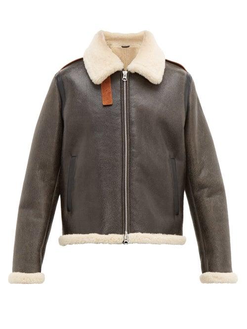 Matchesfashion.com Acne Studios - Leather And Shearling Jacket - Mens - Dark Brown