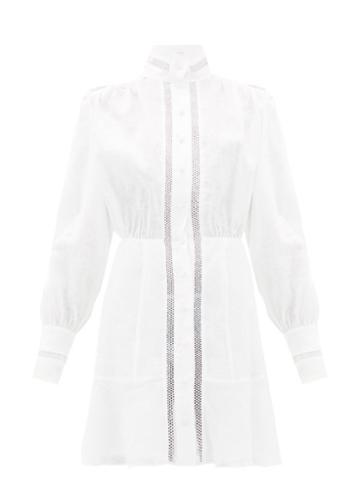 Matchesfashion.com Raquel Diniz - Marella Hemstitched Linen Mini Dress - Womens - White