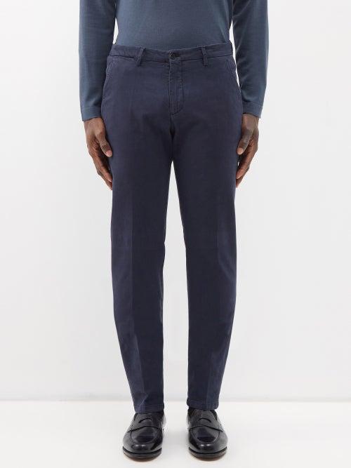 Thom Sweeney - Flat-front Slim-leg Chinos - Mens - Navy