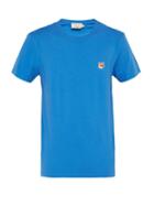 Matchesfashion.com Maison Kitsun - Fox Appliqu Cotton Jersey T Shirt - Mens - Blue