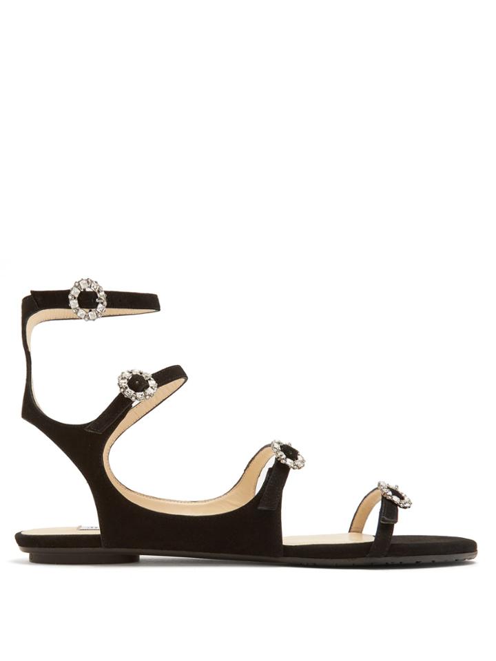 Jimmy Choo Naia Crystal-embellished Suede Sandals