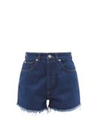 Ladies Rtw Paco Rabanne - High-rise Denim Shorts - Womens - Dark Denim