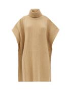 Matchesfashion.com Joseph - Roll-neck Rib-knitted Wool Poncho - Womens - Camel