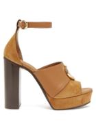 Matchesfashion.com Chlo - C-plaque Suede Platform Sandals - Womens - Tan