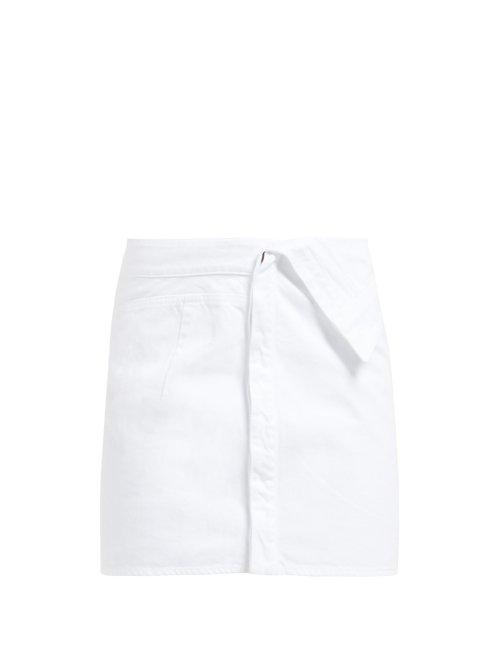 Matchesfashion.com Jacquemus - Overlay Panel Denim Skirt - Womens - White