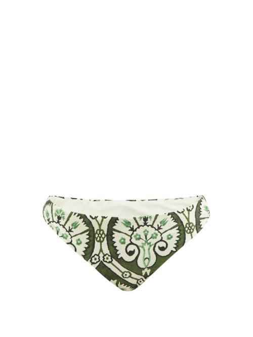 Johanna Ortiz - Las Mil Y Una Noches Floral-print Bikini Briefs - Womens - Khaki Print
