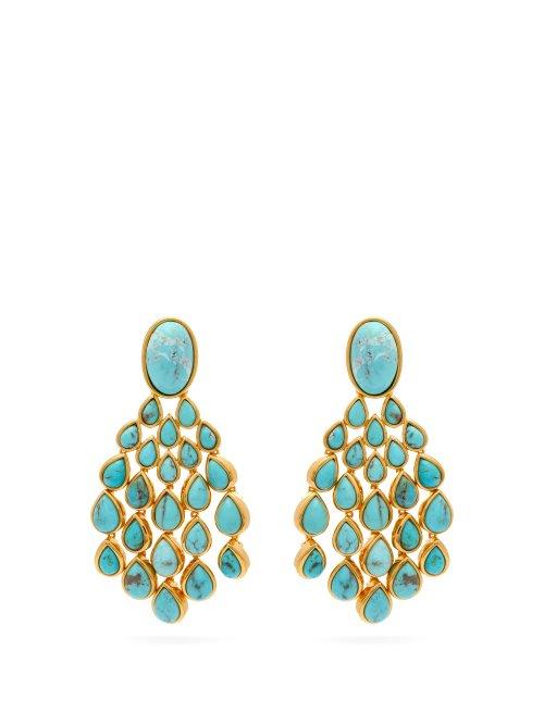 Matchesfashion.com Aurlie Bidermann - Cherokee 18kt Gold Plated Turquoise Earrings - Womens - Green