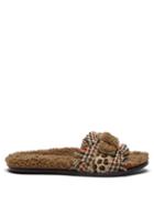 Matchesfashion.com Avec Modration - Kitzbuhel Contrast Panel Shearling Lined Slides - Womens - Beige Multi