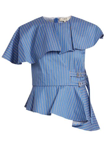 Sea Striped Strap-side Cotton-twill Top