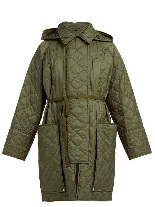 Matchesfashion.com Burberry - Coleraine Single Breasted Quilted Shell Coat - Womens - Green