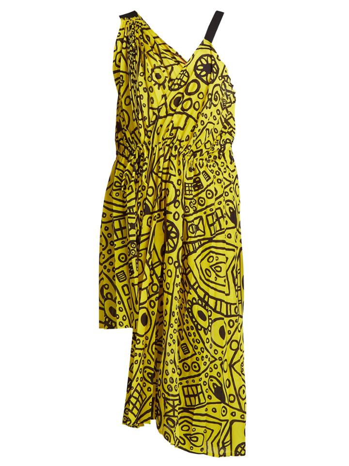 Colville Abstract-print Asymmetric Tie-waist Dress