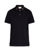 Matchesfashion.com Gucci - Embroidered Cotton Piqu Polo Shirt - Mens - Navy