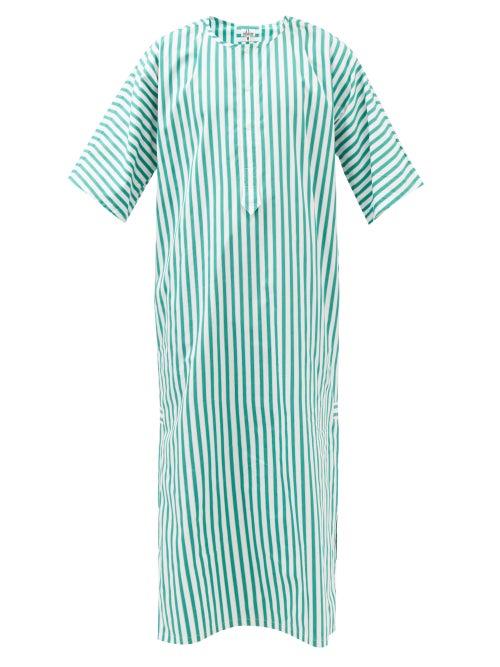 Sbline - Striped Cotton-poplin Kaftan - Mens - Green White