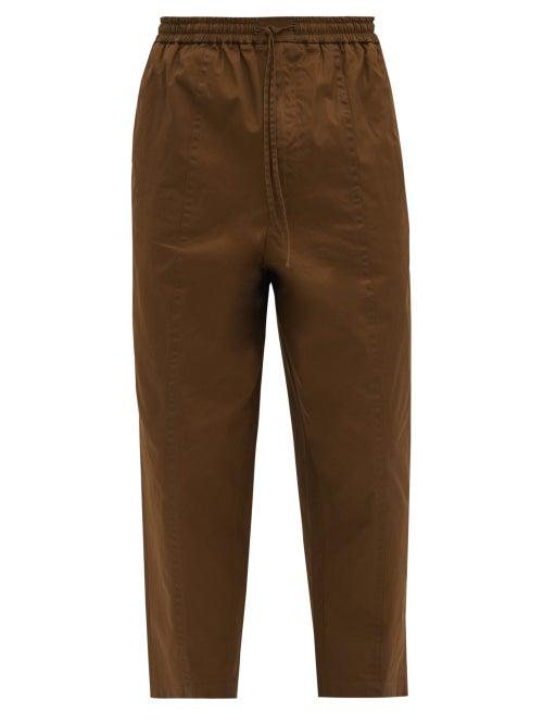 Matchesfashion.com Jil Sander - Drawstring-waist Cropped Cotton-poplin Trousers - Mens - Khaki