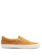 Matchesfashion.com Junya Watanabe - Faux Shearling Lined Suede Slip On Trainers - Mens - Beige Multi