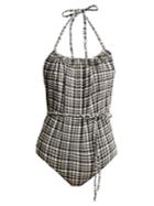 Lisa Marie Fernandez Charlotte Plaid Seersucker Halterneck Swimsuit