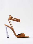 Saint Laurent - Paz 105 Ankle-tie Suede Sandals - Womens - Brown