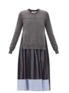 Matchesfashion.com Comme Des Garons Comme Des Garons - Layered Wool And Cotton-gingham Dress - Womens - Grey Multi
