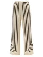 Totme - Stripe-print Silk-crepe Trousers - Womens - Beige Multi