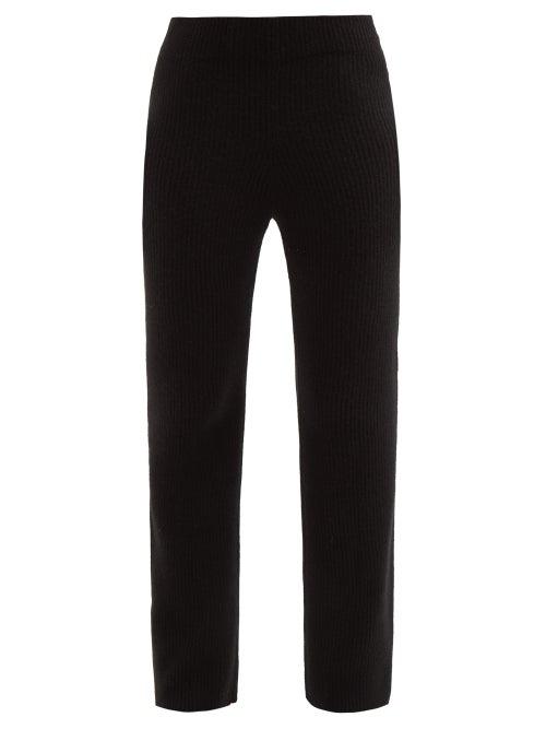 The Elder Statesman - Ribbed-knit Cashmere Flared-leg Trousers - Womens - Black