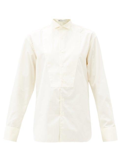 Matchesfashion.com Umit Benan B+ - Winged-collar Front-bib Cotton-poplin Shirt - Womens - White