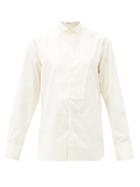 Matchesfashion.com Umit Benan B+ - Winged-collar Front-bib Cotton-poplin Shirt - Womens - White