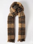 Toteme - Fringed Checked Scarf - Womens - Brown Multi