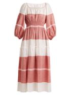 Gül Hürgel Puff-sleeved Striped Linen-blend Dress